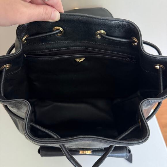 Lancel Paris Black Leather Drawstring Backpack - Picture 4 of 10